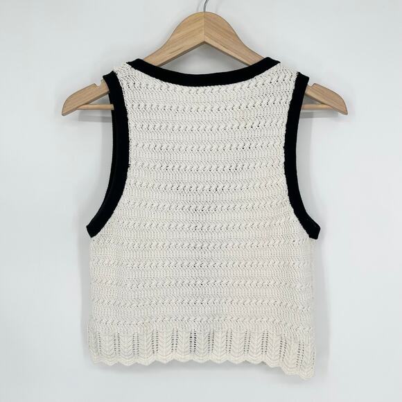 Abercrombie & Fitch Crochet Style Knit Vest Contrast Trim Sleeveless Tank Top - Picture 9 of 13